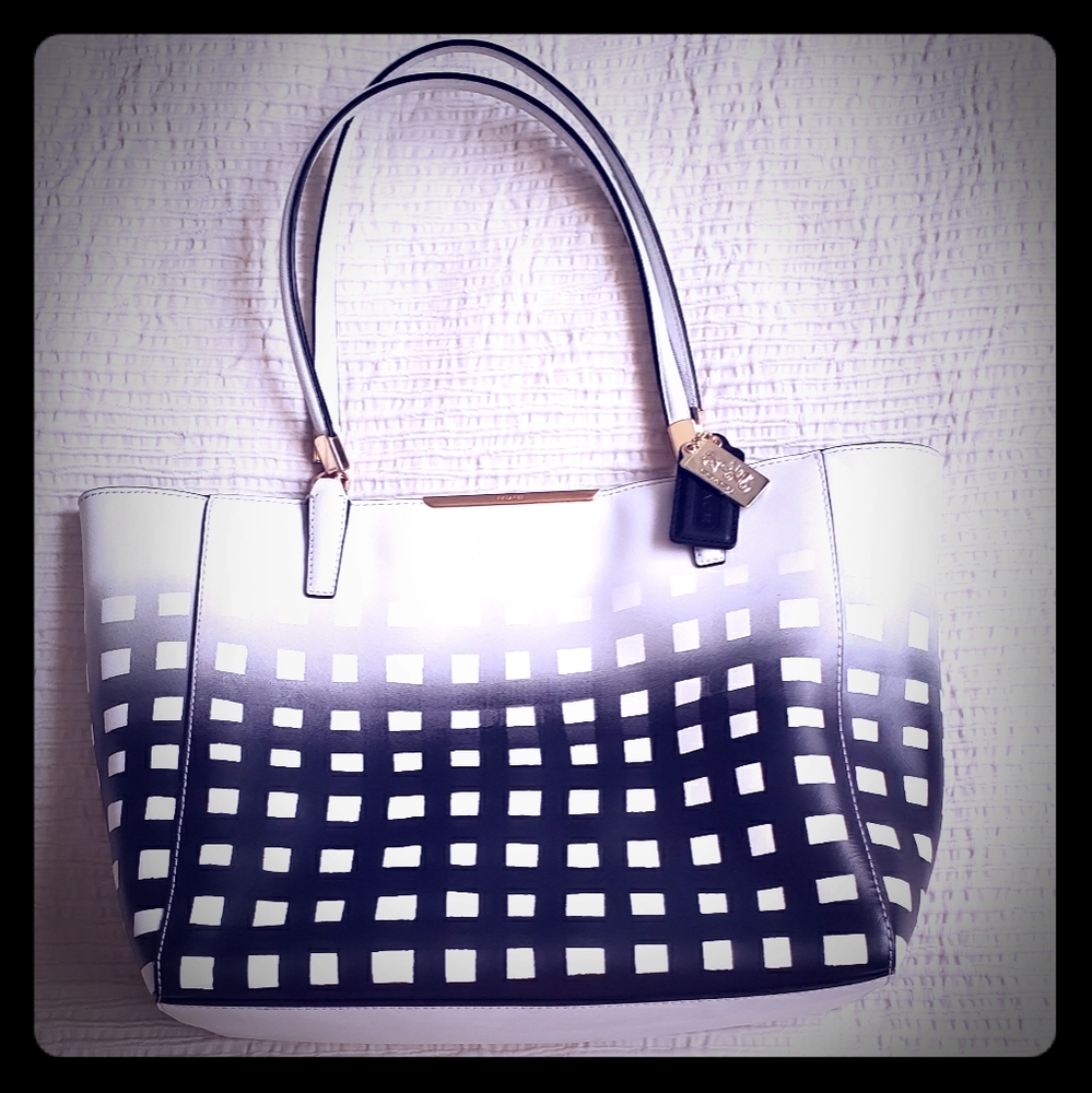 Coach Black & White Square Ombre Tote